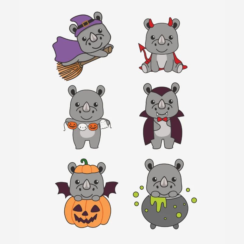 Rhinocéros Halloween Devil Pumpkin Vampire Costume