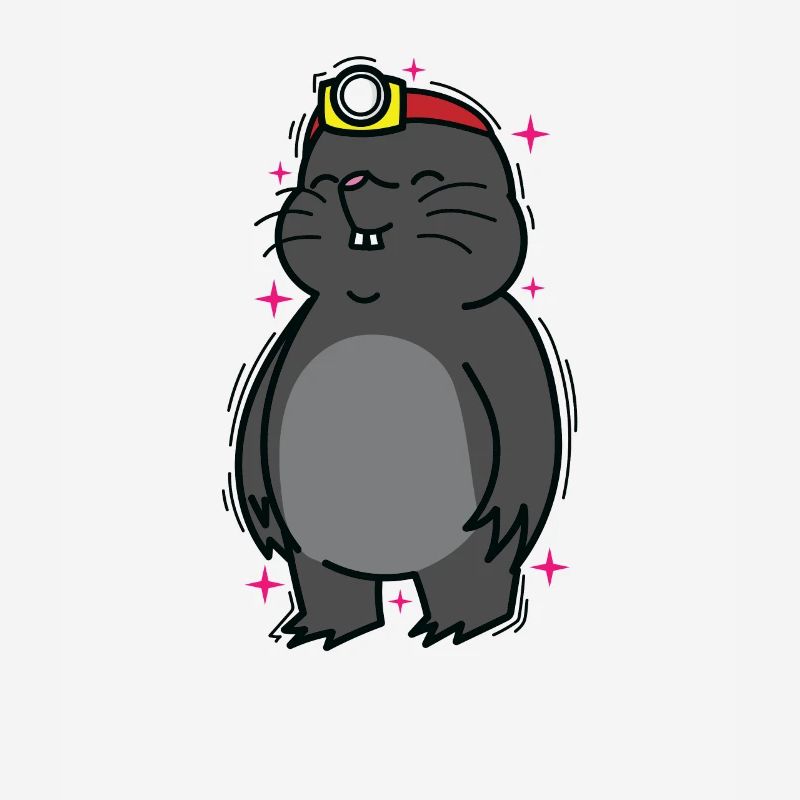Mole with headlamp animal mound