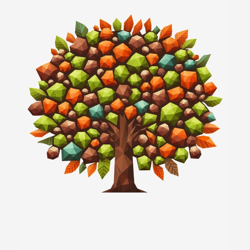 Autumn Elegance: Polygonal Deciduous Tree in