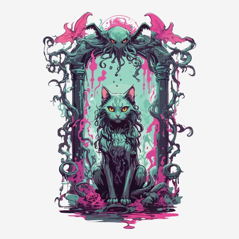 Gothic Occult Cat Magic Monster Design
