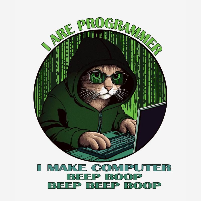 Ich bin Programmierer, grün, Programmierkatze