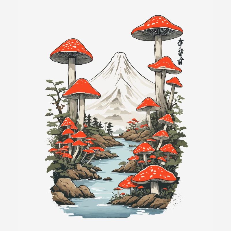 Magic Mushroom Panorama Vintage Toadstool Design