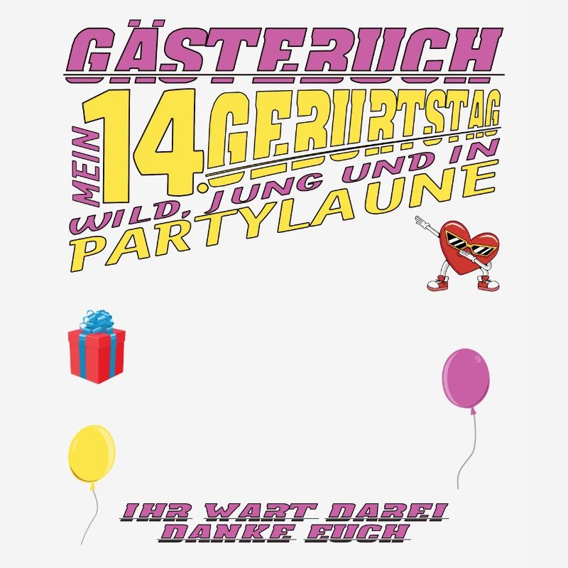 14. Geburtstag Mädchen & Junge Gästebuch