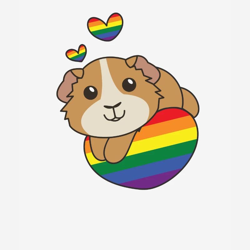 Drapeau arc-en-ciel Pride LGBTQ Cochon d’Inde mignon