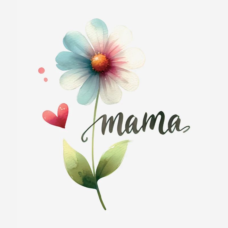 Mama Blume Aquarell Muttertag Herz Geschenk