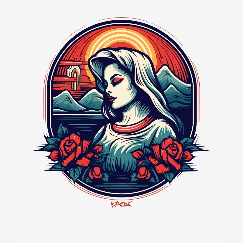 La beauté pieuse avec les roses