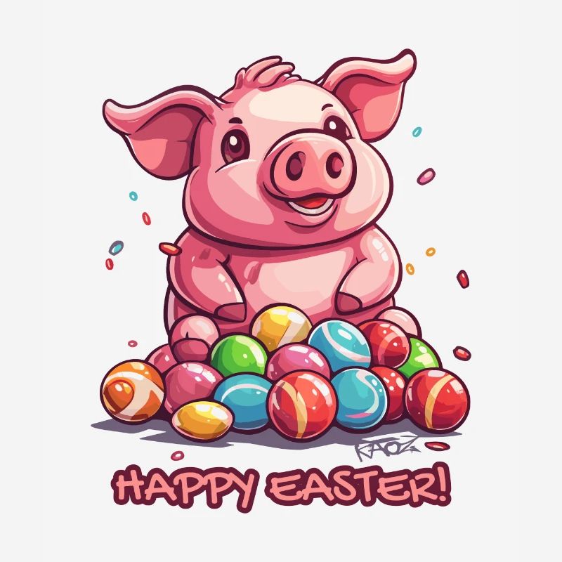Happy Easter: Happy Pig Easter Egg