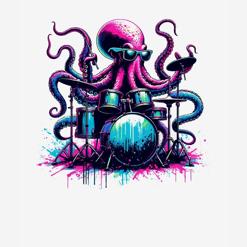 Octopus Playing Drums Drum Drummer Drumming
