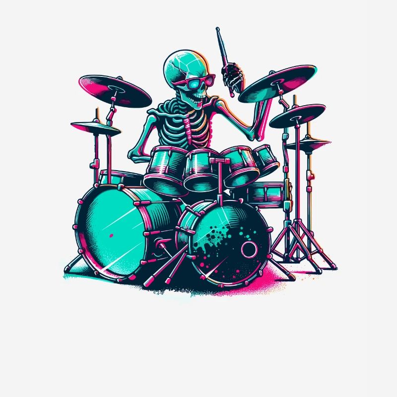 Skeleton Playing Drums Drum Drummer Drumming