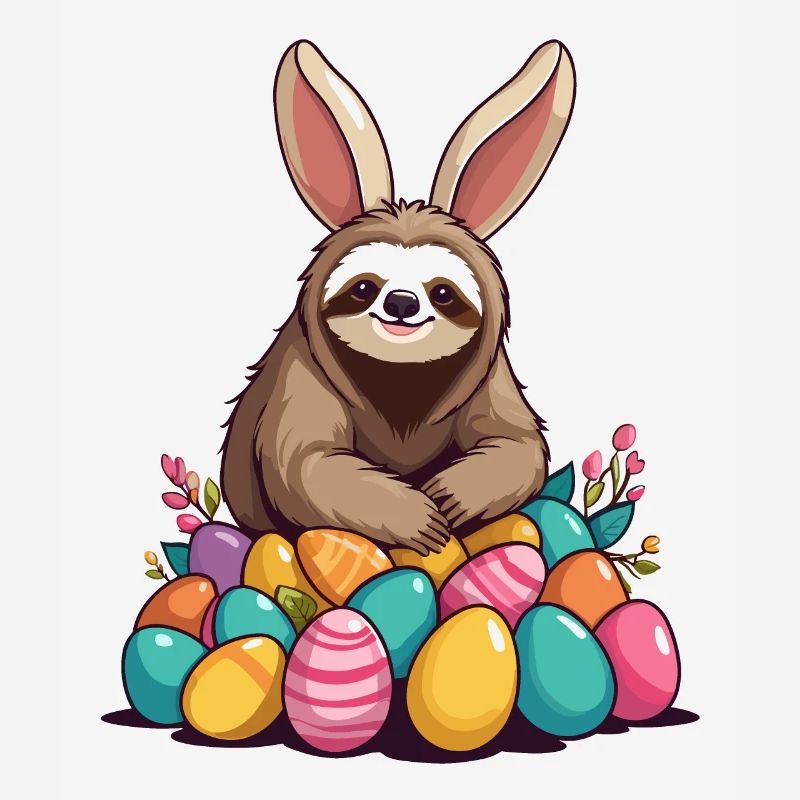 Funny Sloth Easter Bunny Iconic Easter