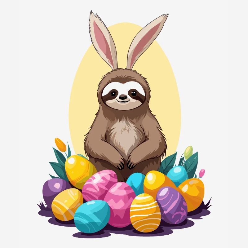 Funny Sloth Easter Bunny Iconic Easter