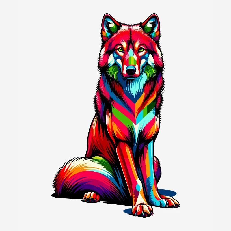 Colorful Pop Art Red Wolf Lover Wolves