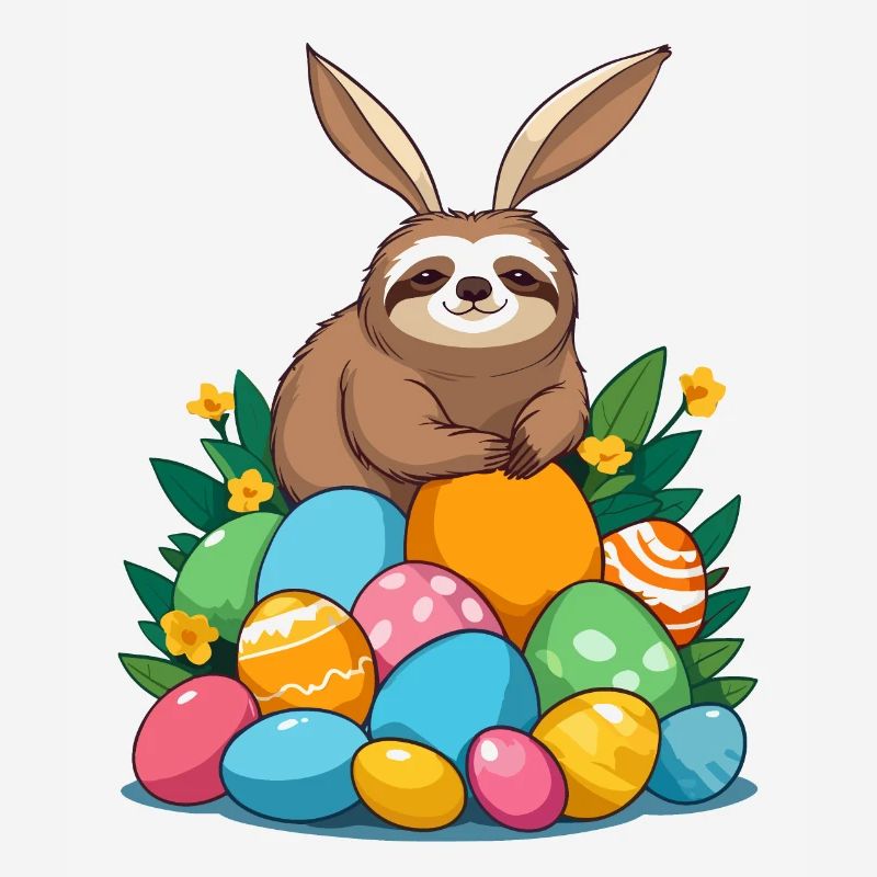 Funny Sloth Easter Bunny Iconic Easter