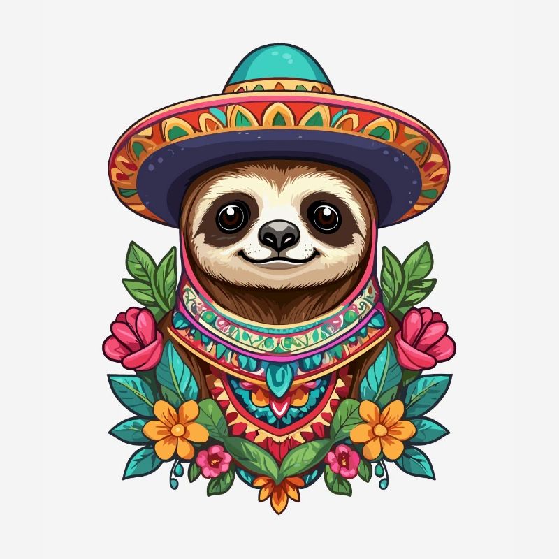 Sloth Sugar Skull Mexico Aesthetic Design