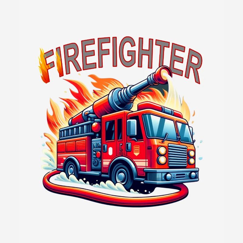 Fire brigade with fire engine