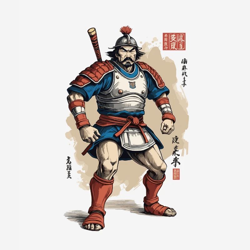 Vintage Ukiyo-E Style Japanese Samurai Artwork