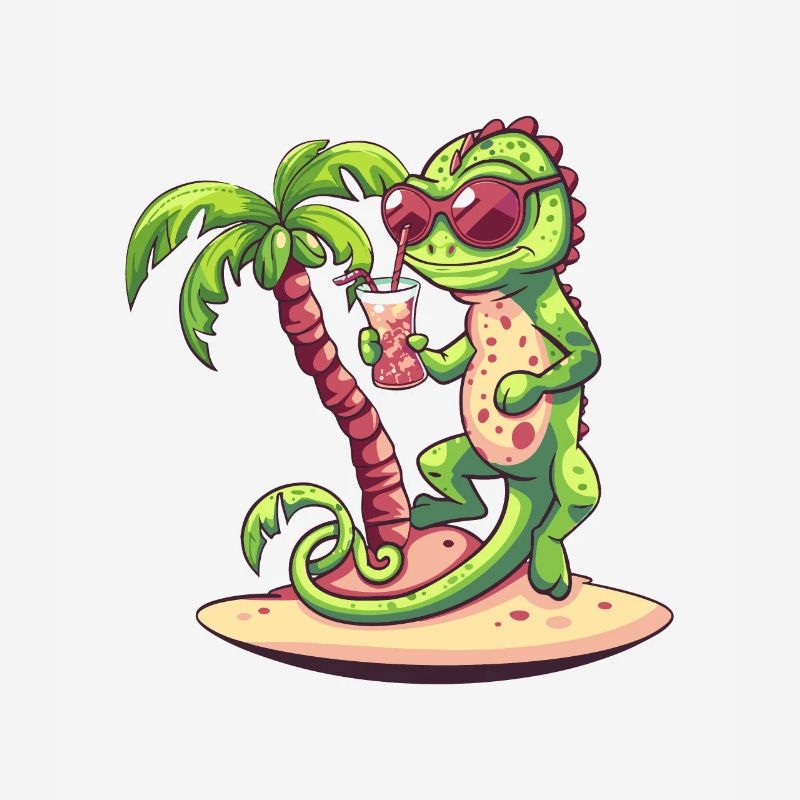 Chameleon Sommer Strand Comic
