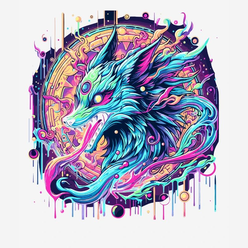 Psychedelic Fox Head Goa Art