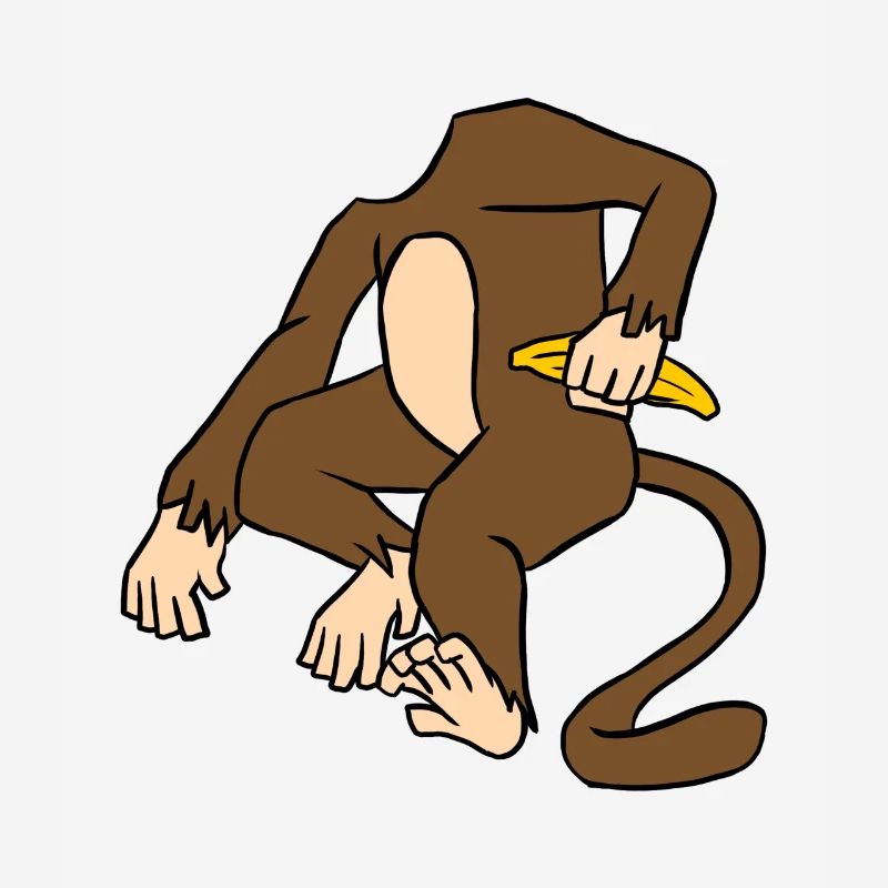 Affe Körper Mit Einer Banane Lustiger Affen-Primat