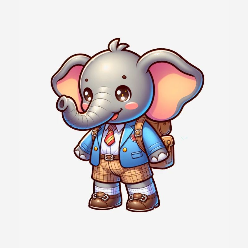 Mignon écolier éléphant