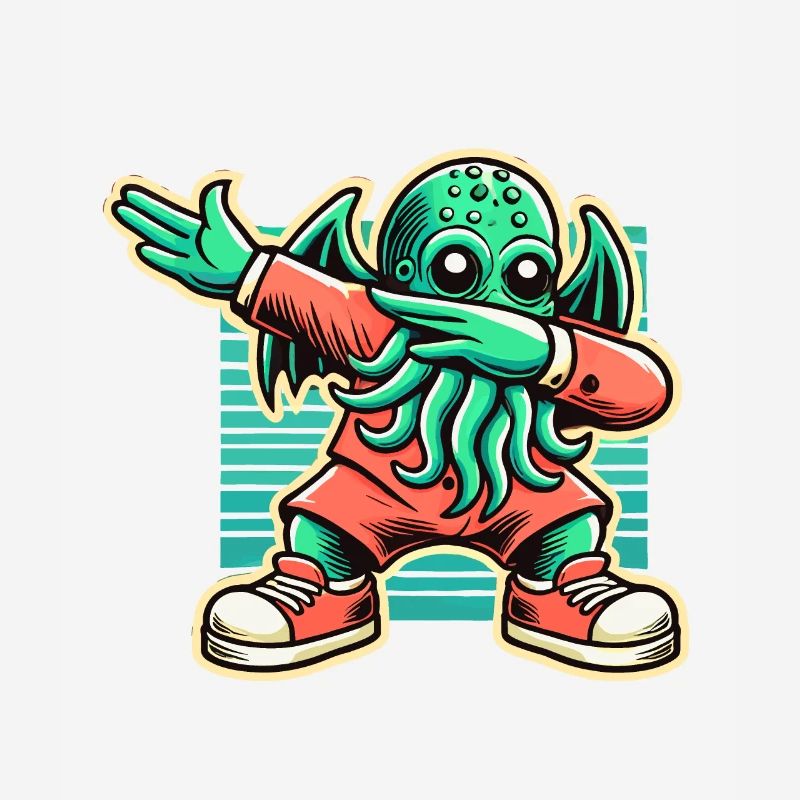 Funny Dabbing Cthulhu Creature with Tentacles