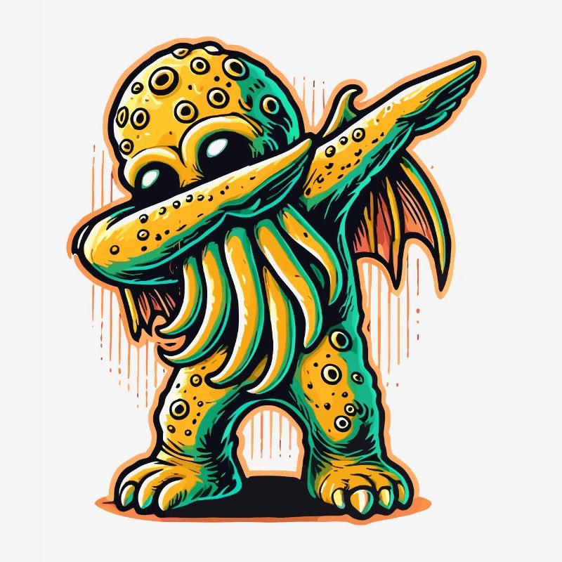 Funny Dabbing Cthulhu Dystopian Octopus