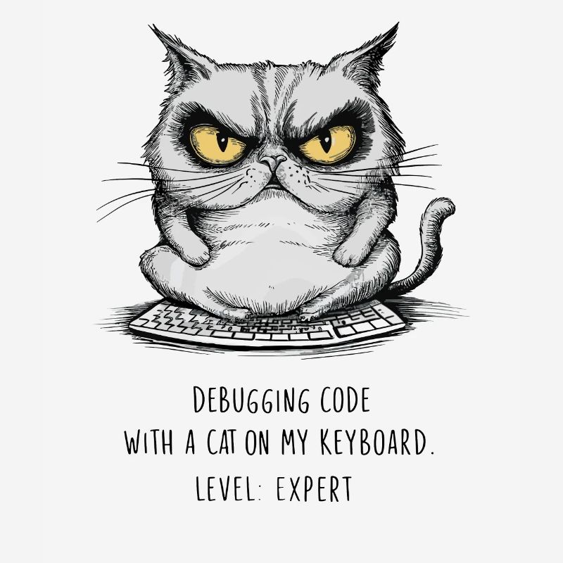Debugging Code Cat Keyboard Expert Humor