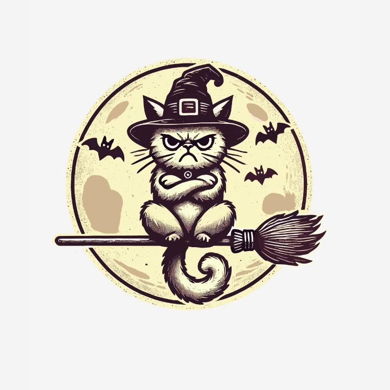 Drôle de sorcière chat magicien chat