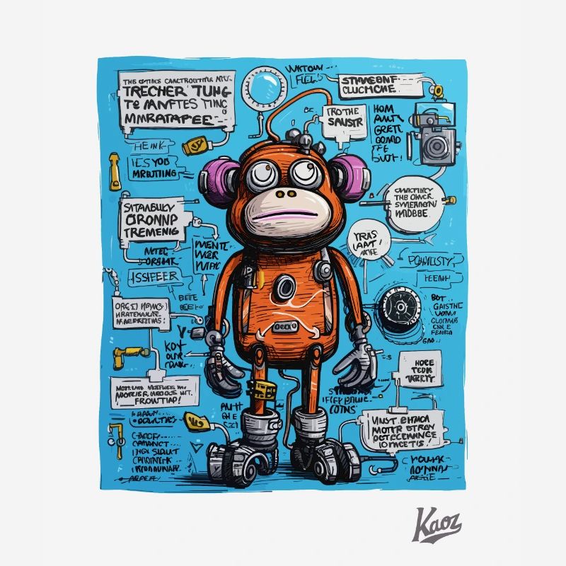 Singe robot drôle et funky