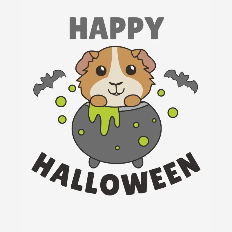 Cochon d’Inde Joyeux Chaudron de Sorcière d’Halloween
