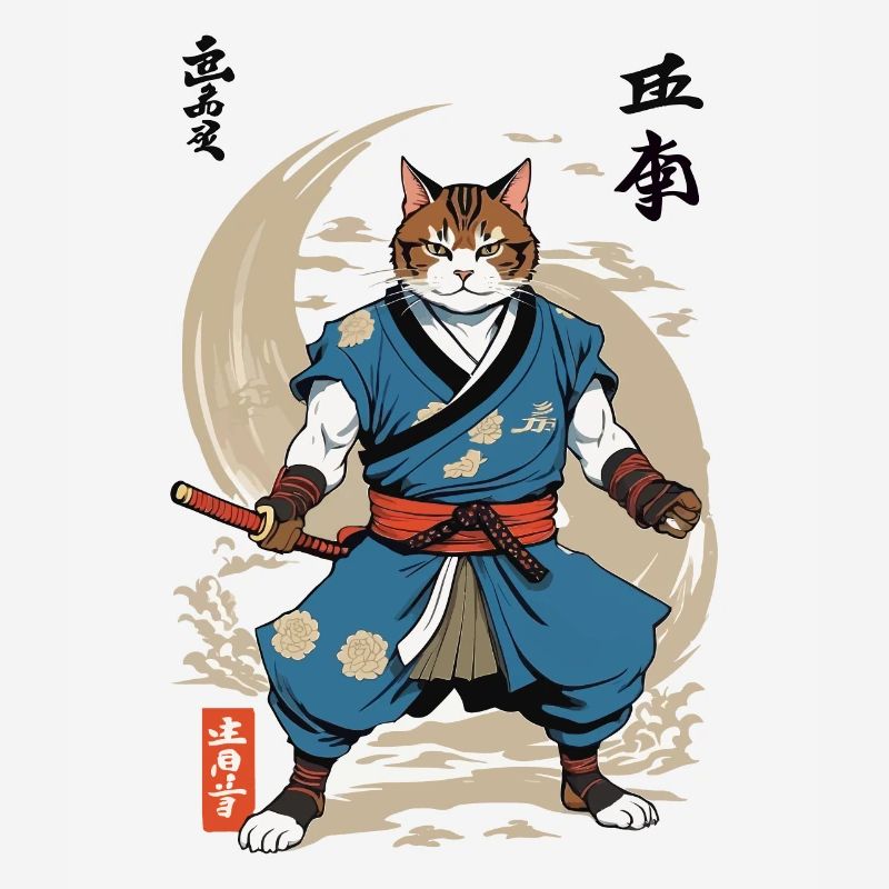 Samurai Cat Vintage Ukiyo-E Japanese