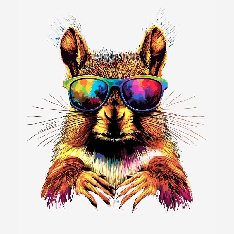 Eichhörnchen Kopfhörer Bunt Popart DJ Eichhörnchen