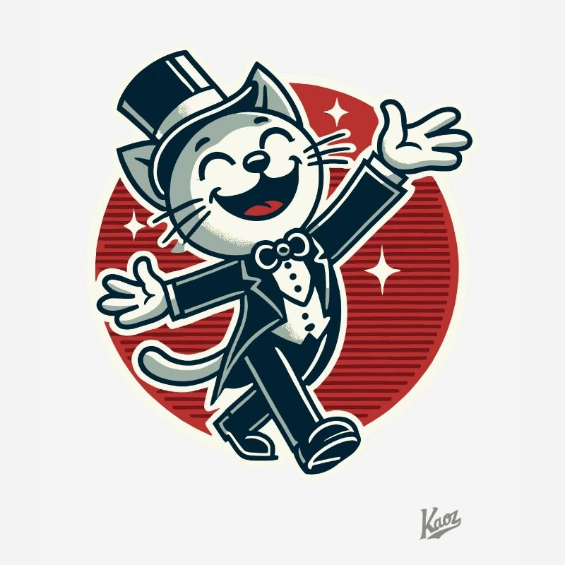 Chat drôle élégant en queue de pie avec chapeau haut de forme