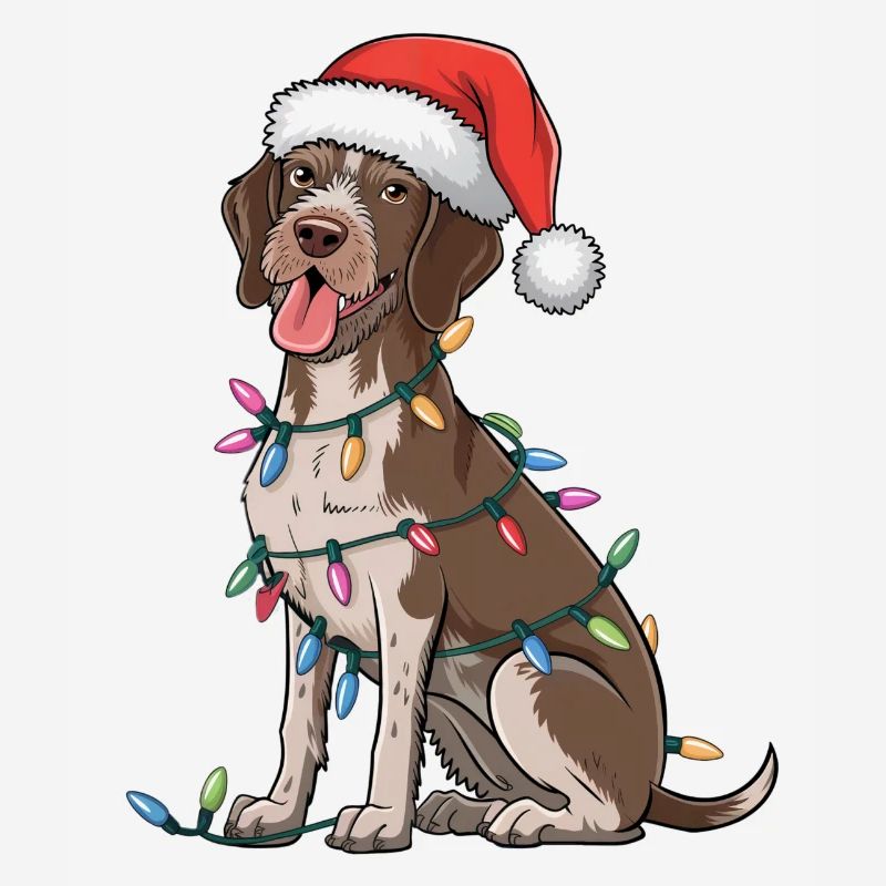 German Wirehaired Pointer Christmas Lights Xmas