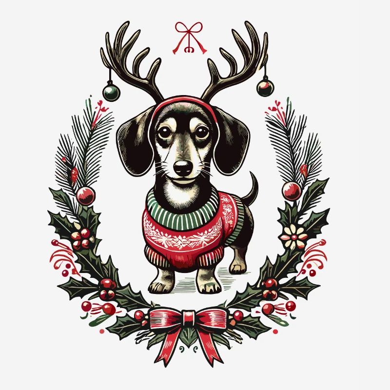 Fröhlicher Dackel Im Weihnachtspullover