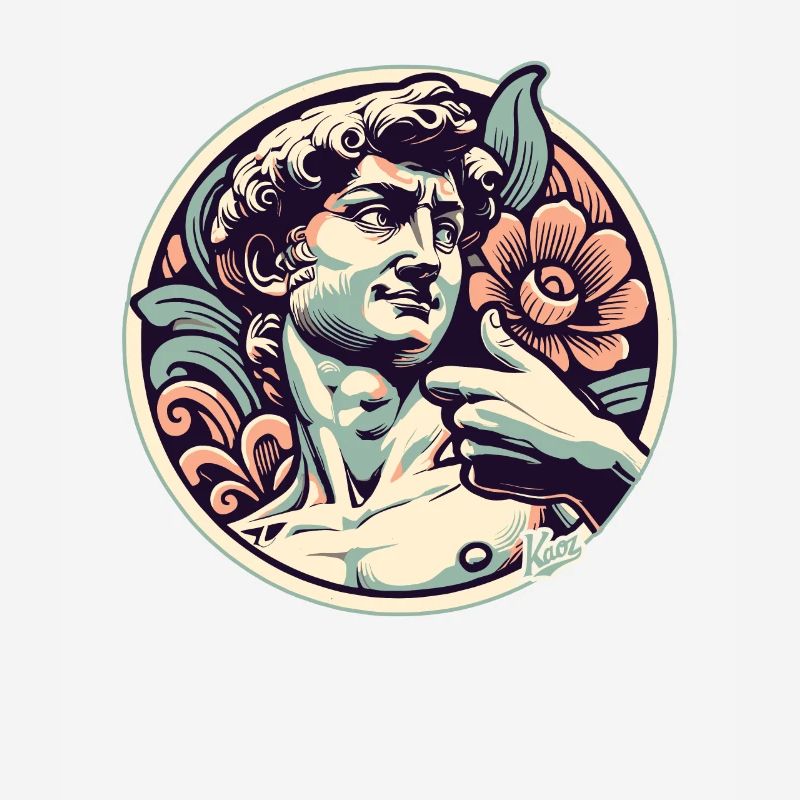 David avec le pouce levé à Florence avec des fleurs