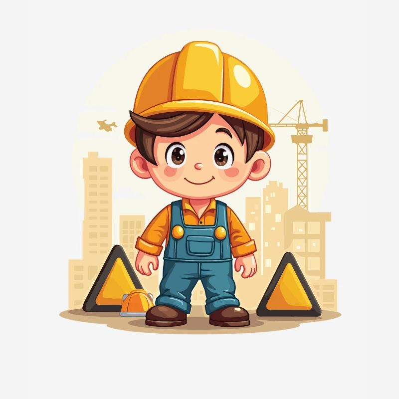 Construction Worker Design – Cute Motif for Kids
