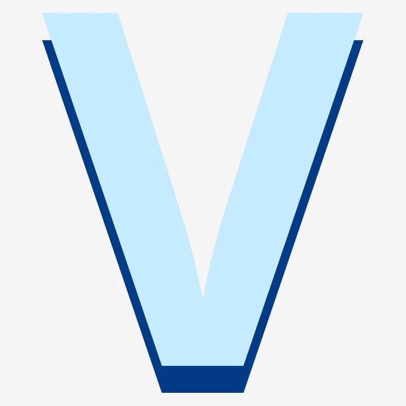 Pop und moderner blauer Buchstabe v
