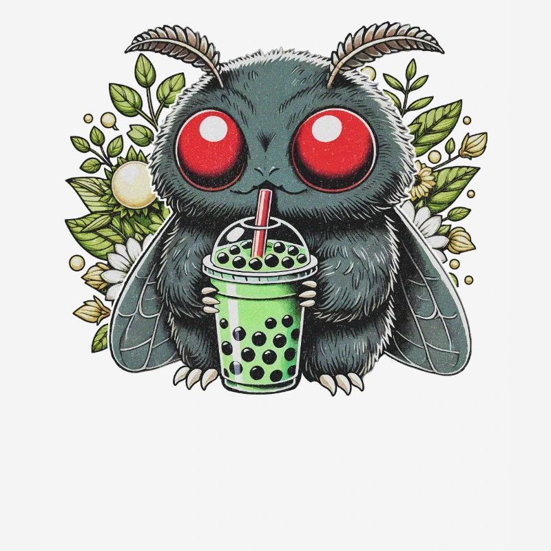 Mothman Drinking Bubble Tea