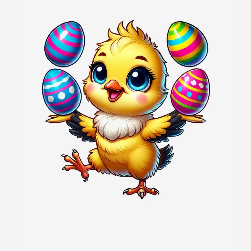 Easter Chicken Chick Easter Egg Juggling