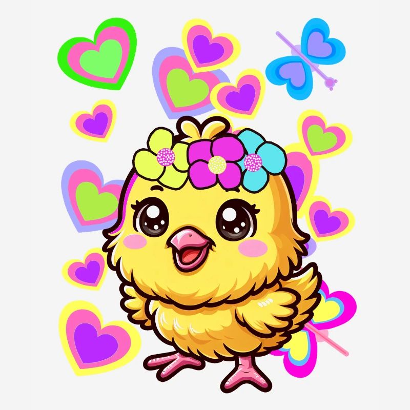 Easter Spring Chick Retro 80s 90s Kids Chicken