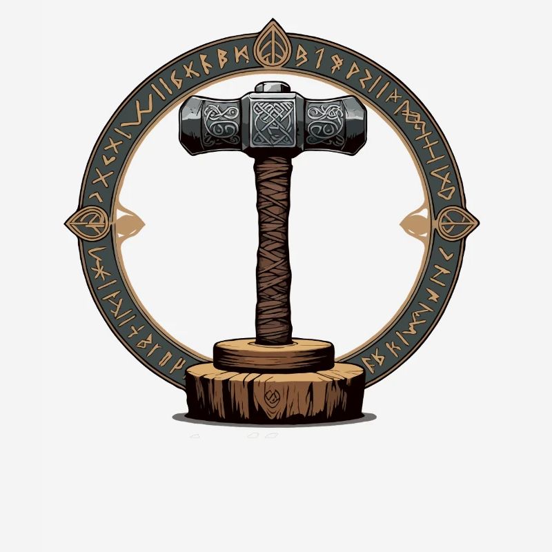 Viking Hammer Warrior Valhalla Runic Circle Thor