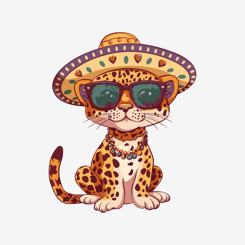 Leopard Comic Funny Sombrero