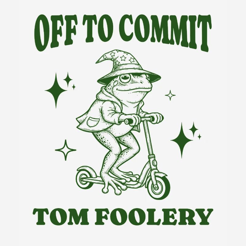 Off To Commit Tom Foolery Funny Frog Illustration