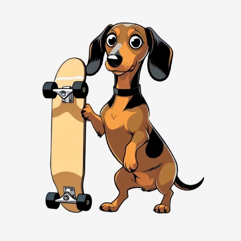 Teckel avec un design de skateboard