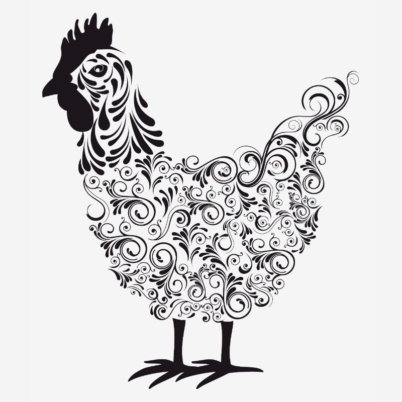 Artistic Chakra Rooster with Floral Patterns
