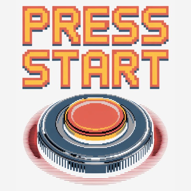 Press Start Retro Gaming Pixel Arcade Button