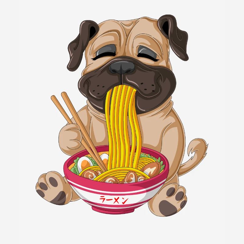 Cute Pug Eating Ramen Tee