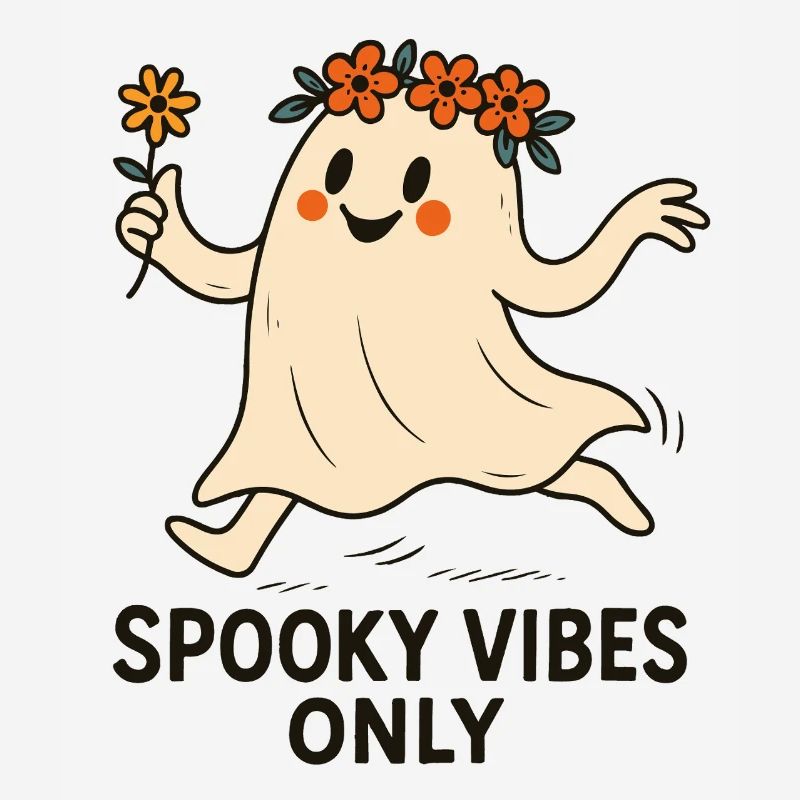 Spooky Vibes Only Cute Ghost Halloween Fun