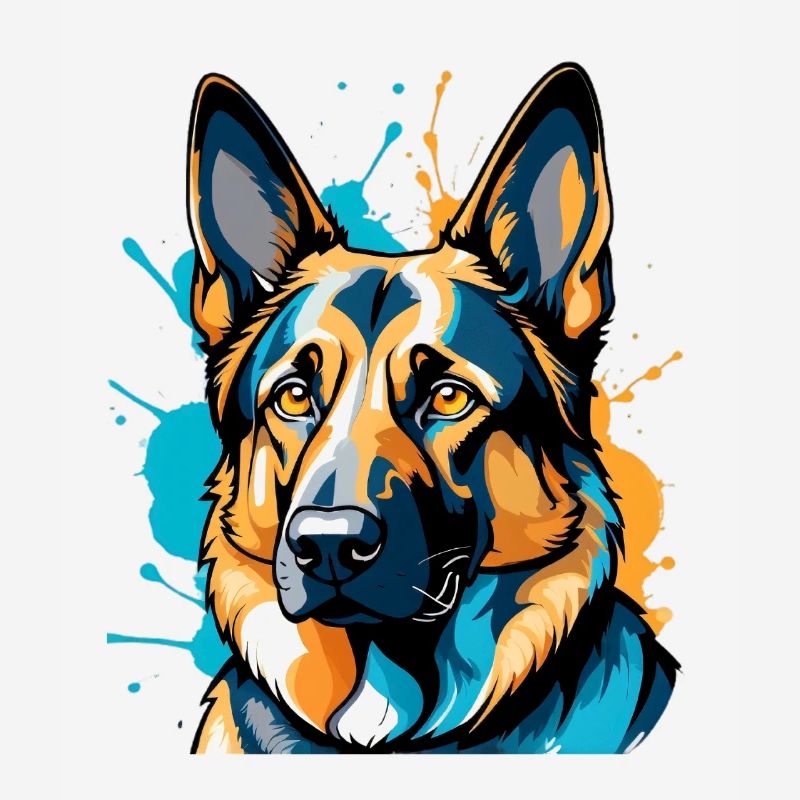 Lebendiger Schäferhund Farbexplosion